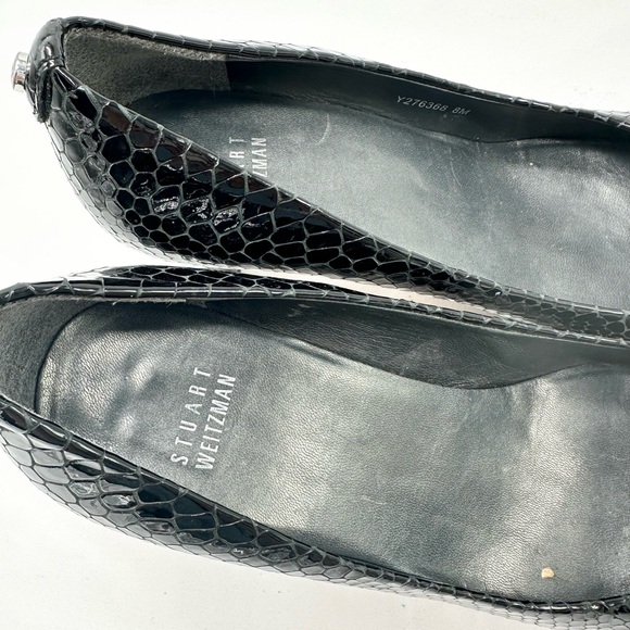 Stuart Weitzman Plainfield Peep Toe Pumps Black Size 8M - Picture 6 of 8
